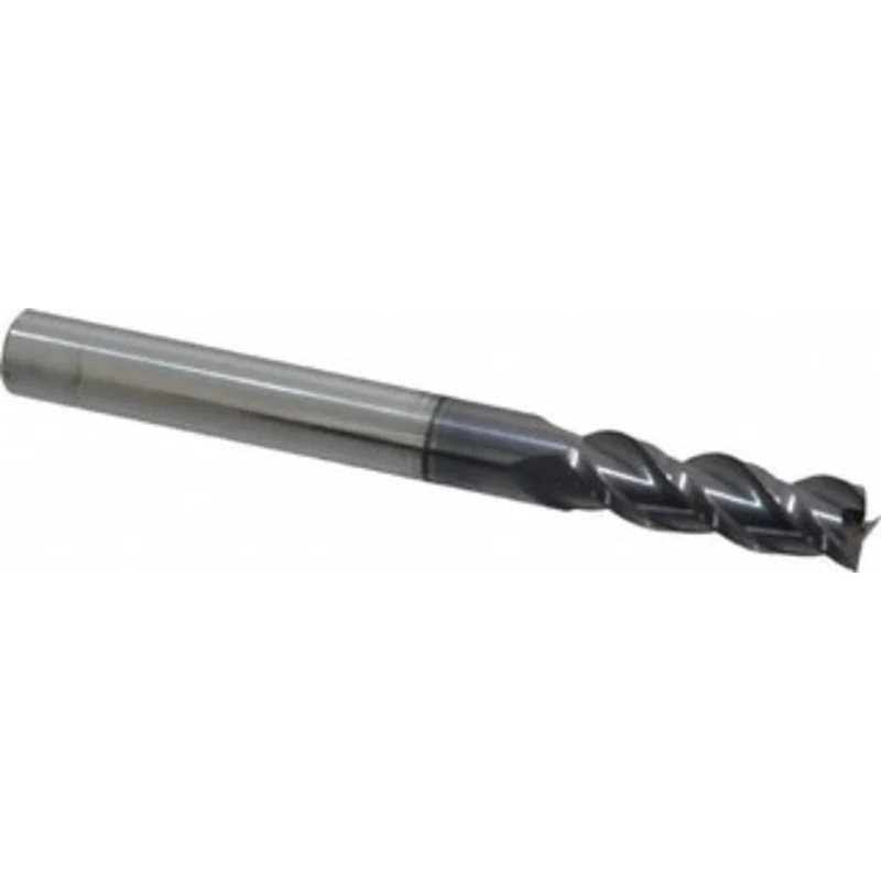 PROMAX Tools 1/4, 3/4 LOC, 1/4 Shank Diam, 2-1/2 OAL, 3 Flute, Solid Carbide Square End Mill Single End, AlTiN Finish...